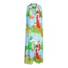 Jennafer Grace Women's Green / Blue Fuji Garden Maxi Dress In Multi