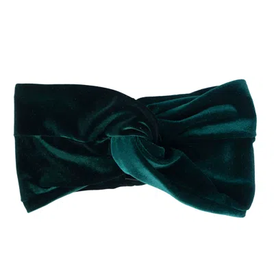 Jennafer Grace Women's Green Emerald Velvet Twist Headband