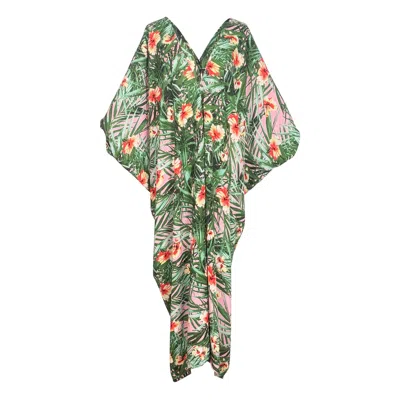 Jennafer Grace Women's Green / Pink Hilo Garden Caftan