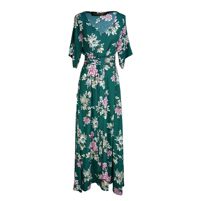 Jennafer Grace Women's Green Tea Garden Maxi Wrap Dress