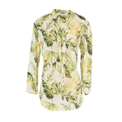 Jennafer Grace Women's Green / White Palma Tie Front Blouse In Green/white
