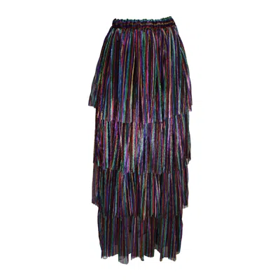 Jennafer Grace Women's Iridian Tiered Maxi Skirt In Black