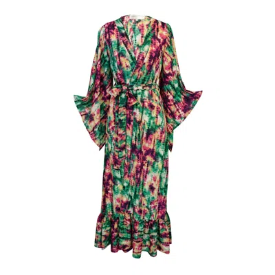 Jennafer Grace Women's Janys Scarf Sleeve Kimono In Cosmic Crush Tiedye In Multi