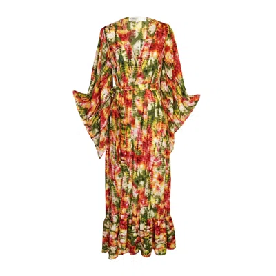 Jennafer Grace Women's Janys Scarf Sleeve Kimono In Summer Moss