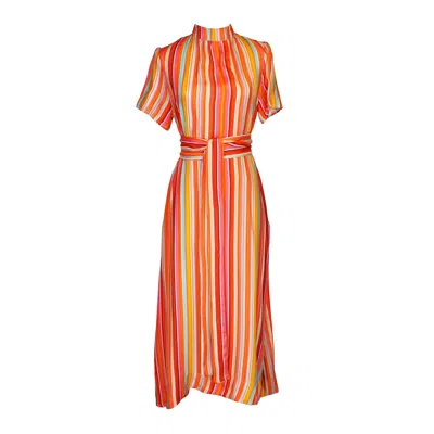 Jennafer Grace Women's Jj Maxi Dress In Rainbow Stripe In Orange