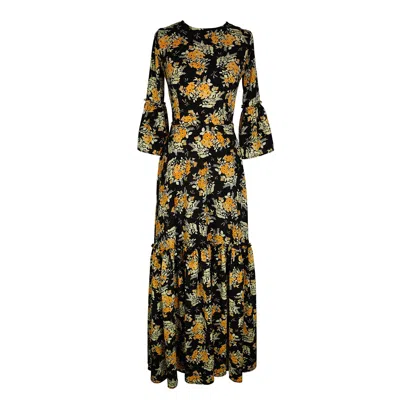 Jennafer Grace Women's Marigold Blossom 1-tier Ruffle Dress In Black