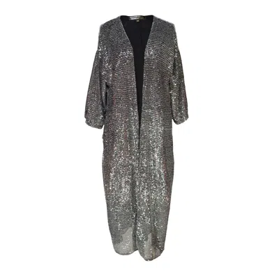 Jennafer Grace Women's Moonstone Noir Sequin Cocoon Jacket In Black/gray