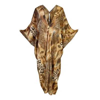 Jennafer Grace Women's Neutrals / Brown Animalon Caftan Kaftan Dress