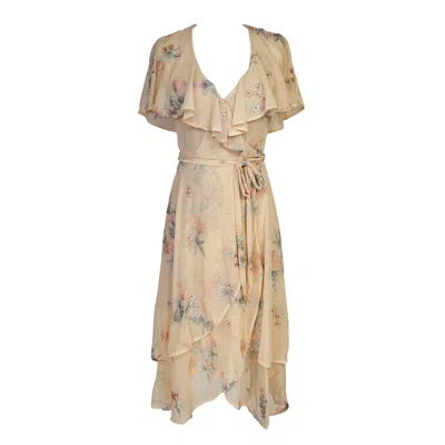 Jennafer Grace Women's Neutrals Fleur De Peche Flutter Wrap Dress In Orange