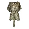 Jennafer Grace Women's Neutrals / Green Liana Safari Wrap Blouse Tunic In Green