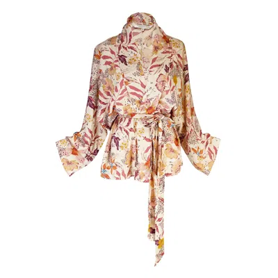 Jennafer Grace Women's Ocasia Flora Dolman Wrap Kimono Top In Multi