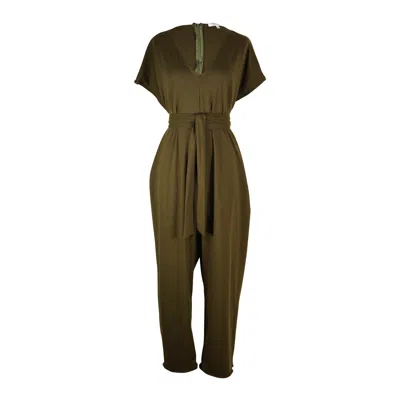 Jennafer Grace Women's Olive Jumpsuit With Tie In Green