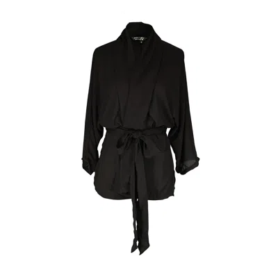 Jennafer Grace Women's Onyx Dolman Wrap Kimono Top In Black