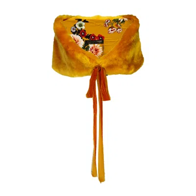 Jennafer Grace Women's Orange Amber Faux Fur Velvet Knot Stole