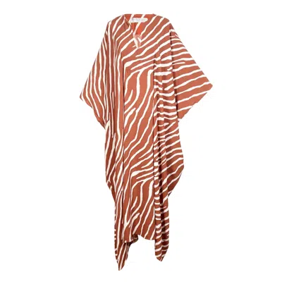 Jennafer Grace Women's Orange / White Talitha Cinched Waist Caftan In Jungle Spice In Brown