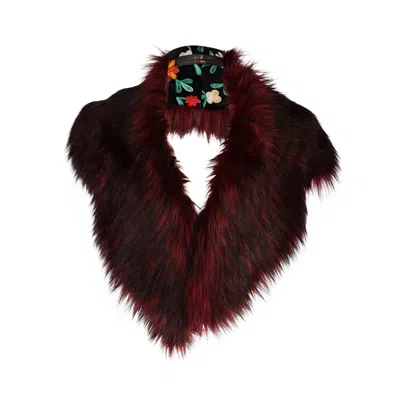 Jennafer Grace Women's Oxblood Faux Fur Collar In Black