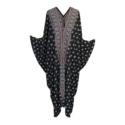 Jennafer Grace Women's Pauline Paisley Border Caftan In Black