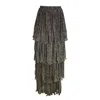 Jennafer Grace Tiered Maxi Skirt In Pewter In Black/gray