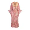 Jennafer Grace Women's Pink Janys Scarf Sleeve Kimono In Blushing Paisley In Pink