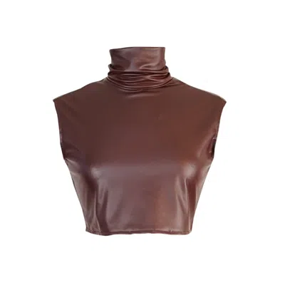 Jennafer Grace Women's Pink / Purple Bordeaux Vegan Leather Crop Turtleneck In Pink/purple