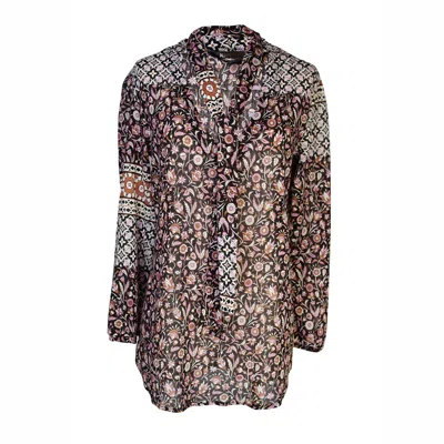 Jennafer Grace Women's Pink / Purple / Brown Heliotrope Tie Front Blouse In Multi