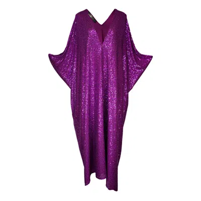 Jennafer Grace Women's Pink / Purple Fuchsia Sequin Caftan Kaftan Dress