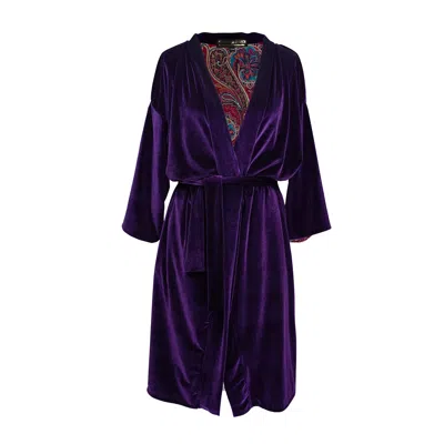 Jennafer Grace Women's Pink / Purple Plum Velvet Reversible Koi Kimono In Pink/purple