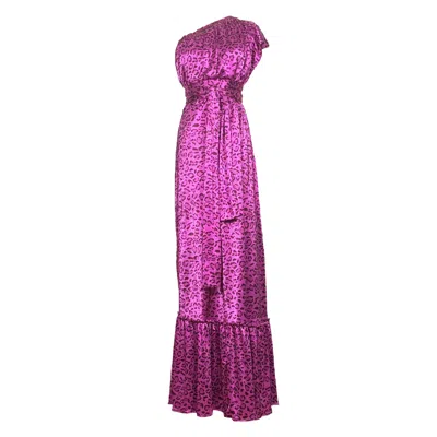 Jennafer Grace Women's Pink Tatjana One Shoulder Maxi Dress In Feral Slink