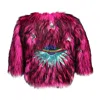 Jennafer Grace Women's Pink / Purple / Black Planet Queen Faux Fur Jacket - Monster Pink In Pink