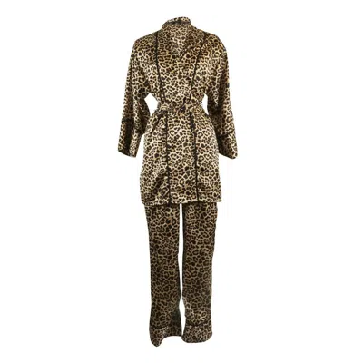 Jennafer Grace Women's Print Long Sleeve Paglamas Set In Leopard In Green
