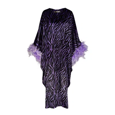 Jennafer Grace Women's Purple Showgirls Feather Overcoat In Periwinkle