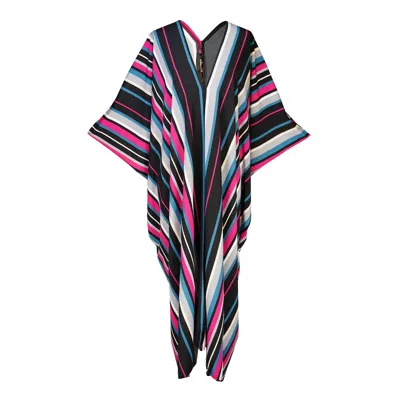 Jennafer Grace Women's Raspberry Stripe Caftan Kaftan Dress In Black
