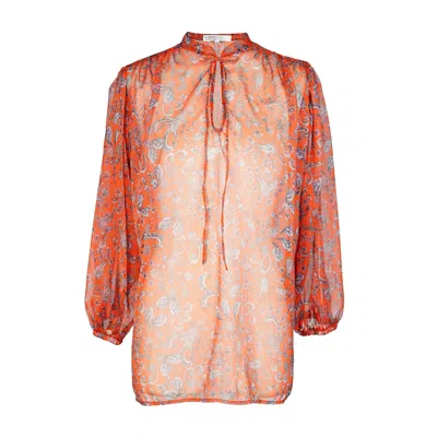 Jennafer Grace Women's Red Clara Bishop Sleeve Blouse In Auburn Dawn