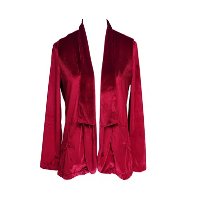 Jennafer Grace Women's Red Oxblood Velvet Blazer