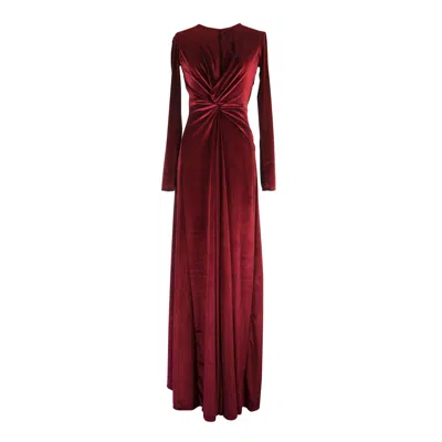 Jennafer Grace Women's Red Oxblood Velvet Knot Dress