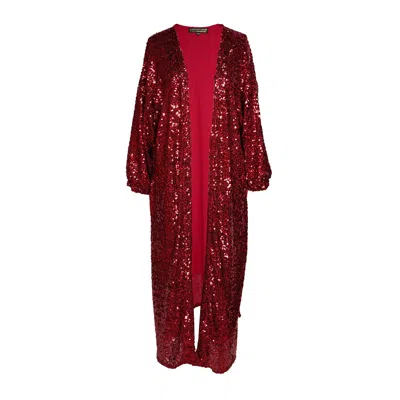 Jennafer Grace Women's Red Rouge Eternal Sequin Cocoon Jacket