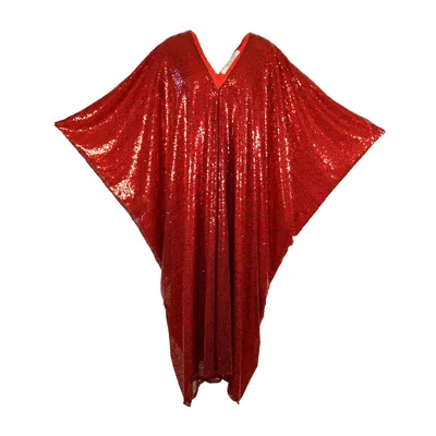 Jennafer Grace Women's Red Ruby Sequin Caftan