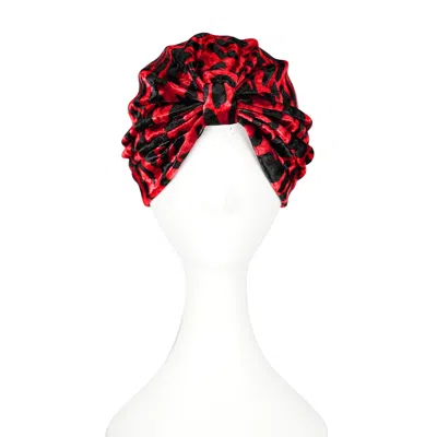 Jennafer Grace Women's Red Vanya Rouge Leopard Turban In Black