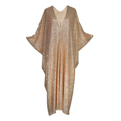 Jennafer Grace Women's Rose Gold Sequin Caftan Kaftan Dress