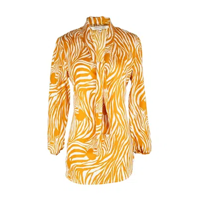 Jennafer Grace Women's Sahara Stripe Tie Front Top In White/yellow