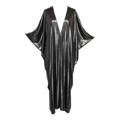 Jennafer Grace Women's Silver Galaxy Shine Caftan Kaftan Dress