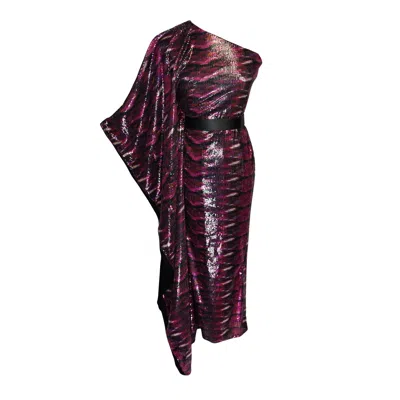 Jennafer Grace Women's Venom One Shoulder Caftan In Serpent D'améthyste In Multi