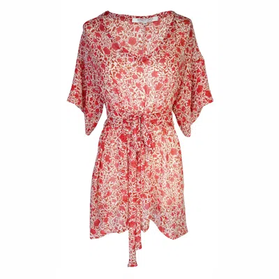 Jennafer Grace Women's White / Red Ivory Blossom Wrap Blouse In White/red