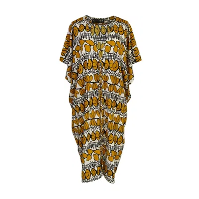 Jennafer Grace Women's White / Yellow / Orange Actius Simpatica Caftan