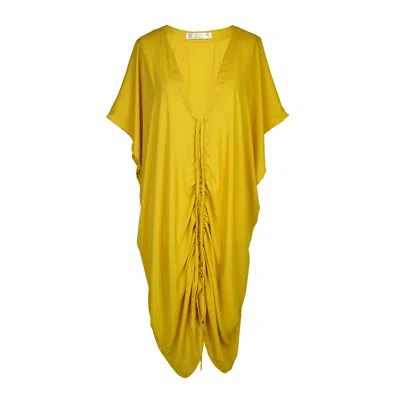 Jennafer Grace Women's Yellow / Orange Actius Caftan Kaftan Dress In Cadmium In Yellow/orange