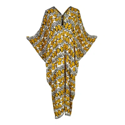 Jennafer Grace Women's Yellow / Orange / White Simpatica Caftan Kaftan Dress In Multi