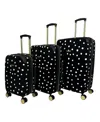 Jenni Chan Polka Dot 3-piece Hardside Spinner Set In Black
