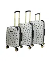 Jenni Chan Polka Dot 3pc Hardside Spinner Set In White