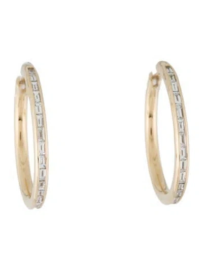 Pre-owned Jenni Kayne 14k Diamond June Baguette Hoop Earrings In Multi