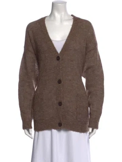 Pre-owned Jenni Kayne Alpaca V-neck Sweater In Brown